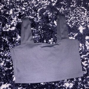Gray Ribbed Crop Top